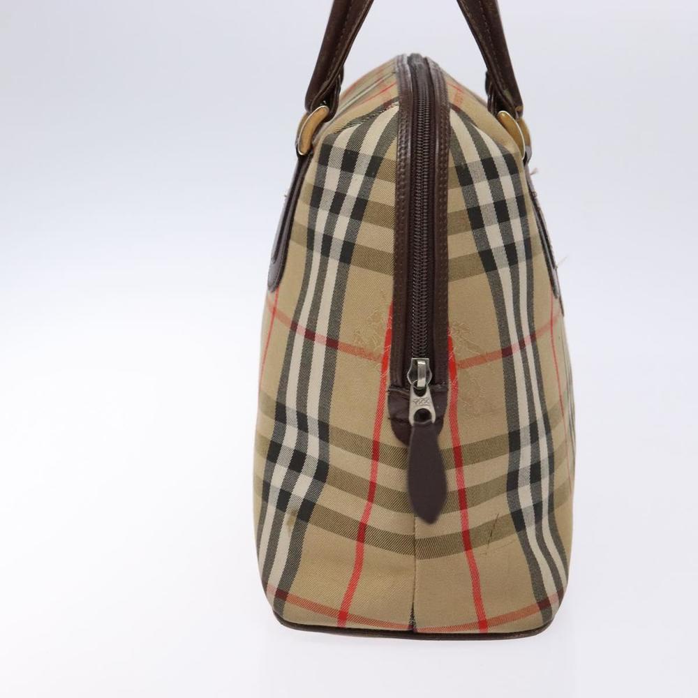Burberrys Nova Check Hand Bag Canvas Beige Gold Auth 134084 - Picture 3 of 16